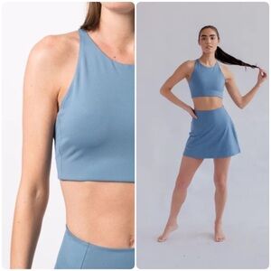 Girlfriend Collective Sz XS Topanga Halter Sports Bra Storm Blue